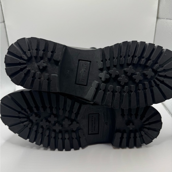 All Saints Shoes Black Yarrow Calf Leather Lug Sole Chunky Moto Boots 9.5 (40) - Picture 8 of 9